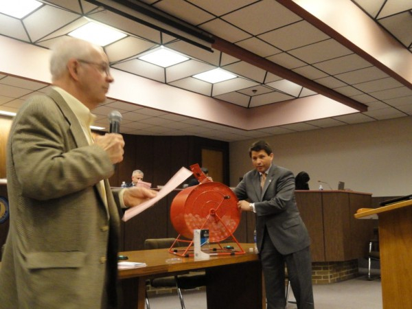 Raffle drawing at township event